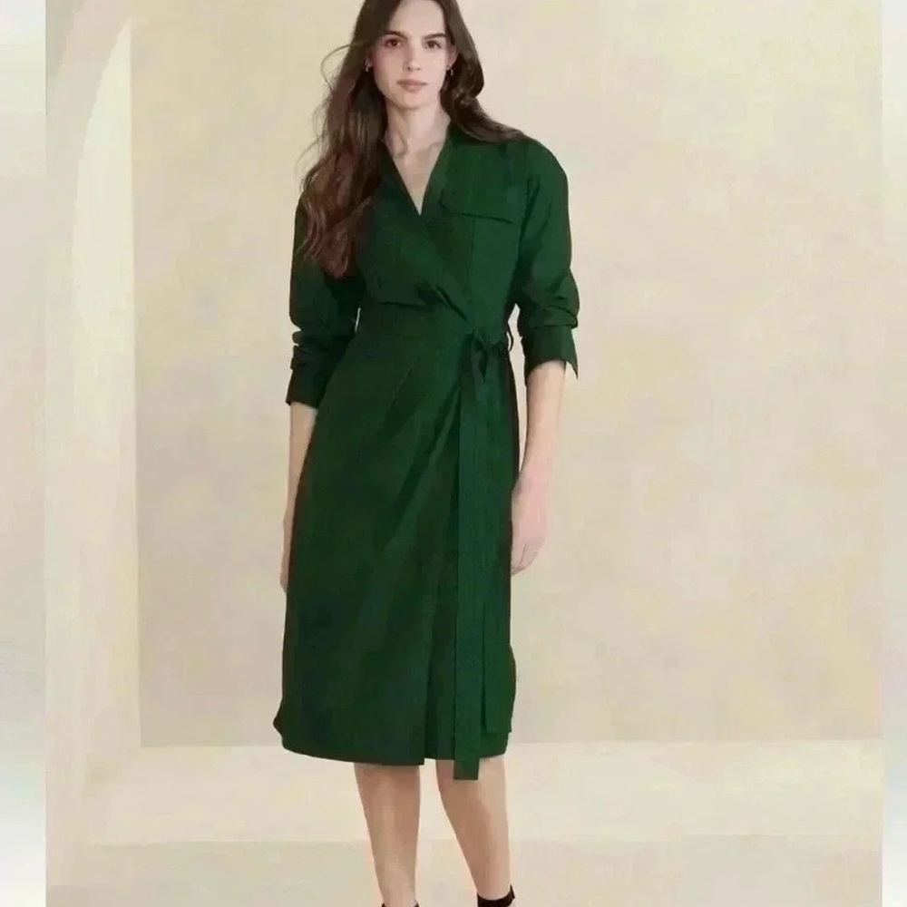 Banana Republic Green Wrap Dress NWT